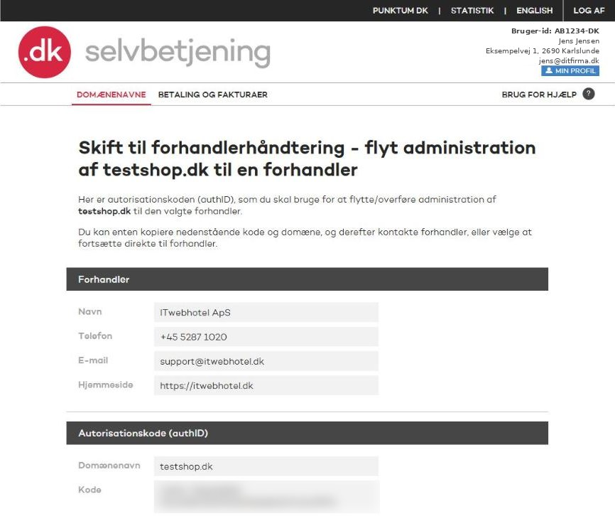 Autorisationskode hos Punktum dk